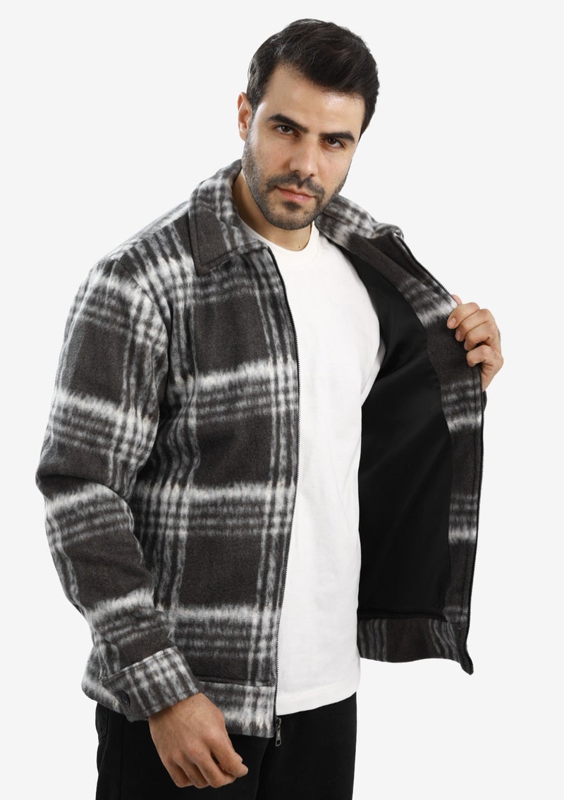 WHITE RABBIT Men’s Plaid Wool Blend Zip Jacket - Image 3